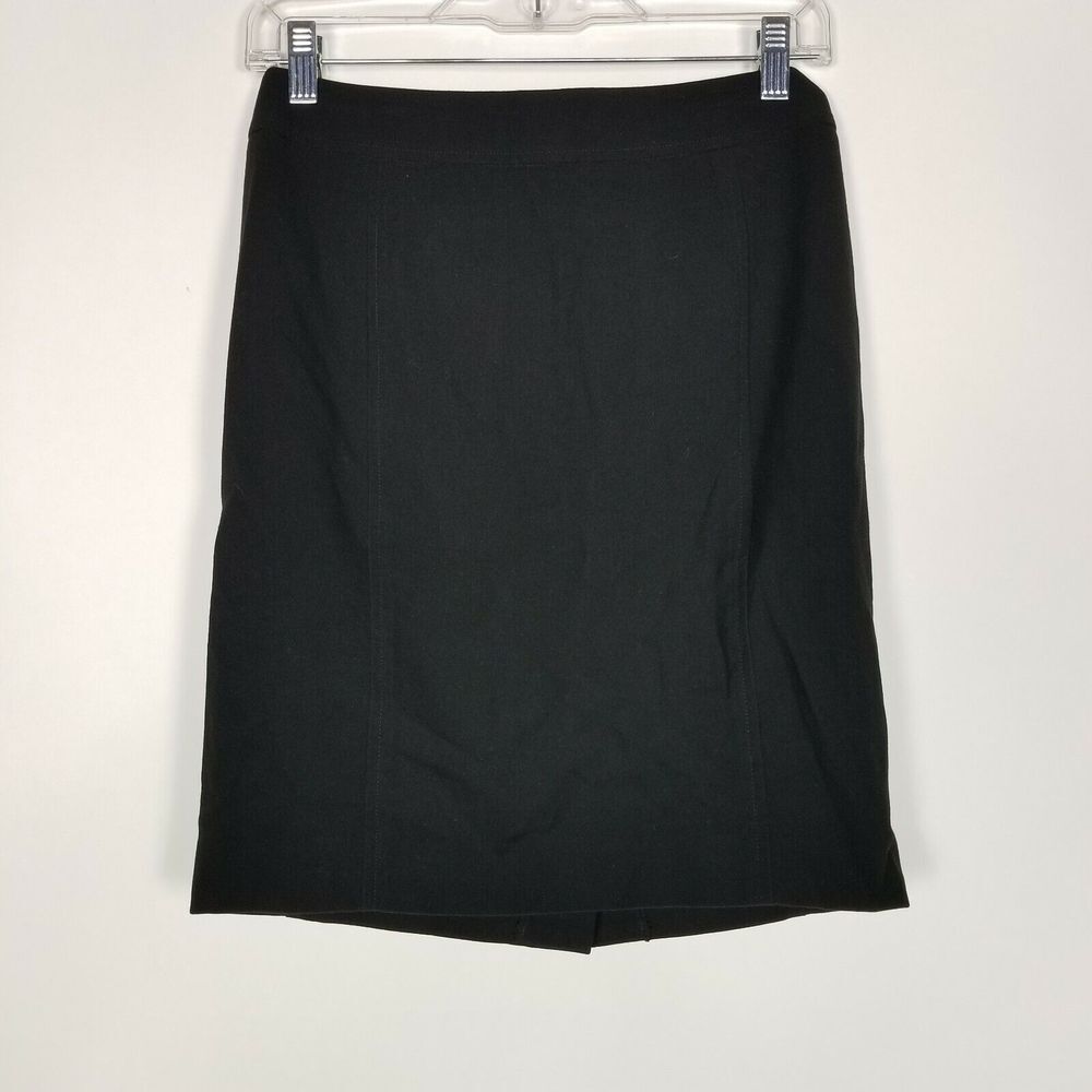 Ann Taylor Loft Womens Skirt Size 2 Petite Black Pencil Rear‎ Zip Business Work
